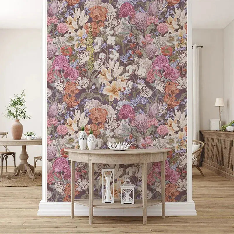 Primavera Pastel Flowers (Dark) Wallpaper Vladila