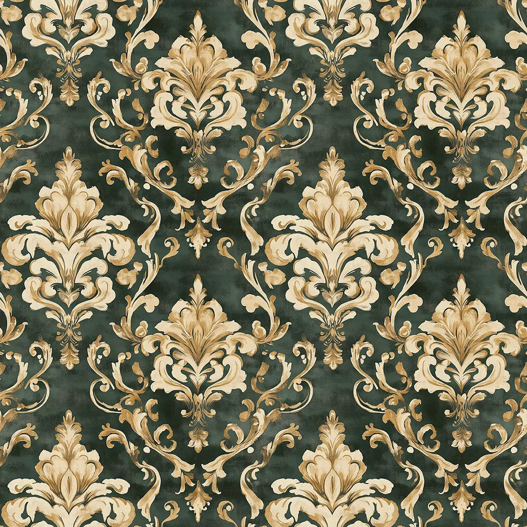 royal emerald & gold damask - wallcreatives