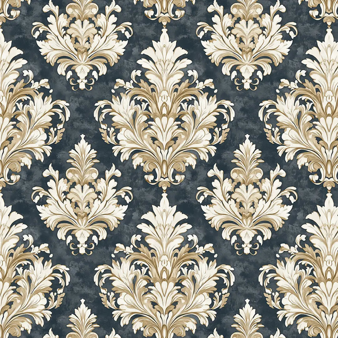 sovereign gold & slate damask - wallcreatives