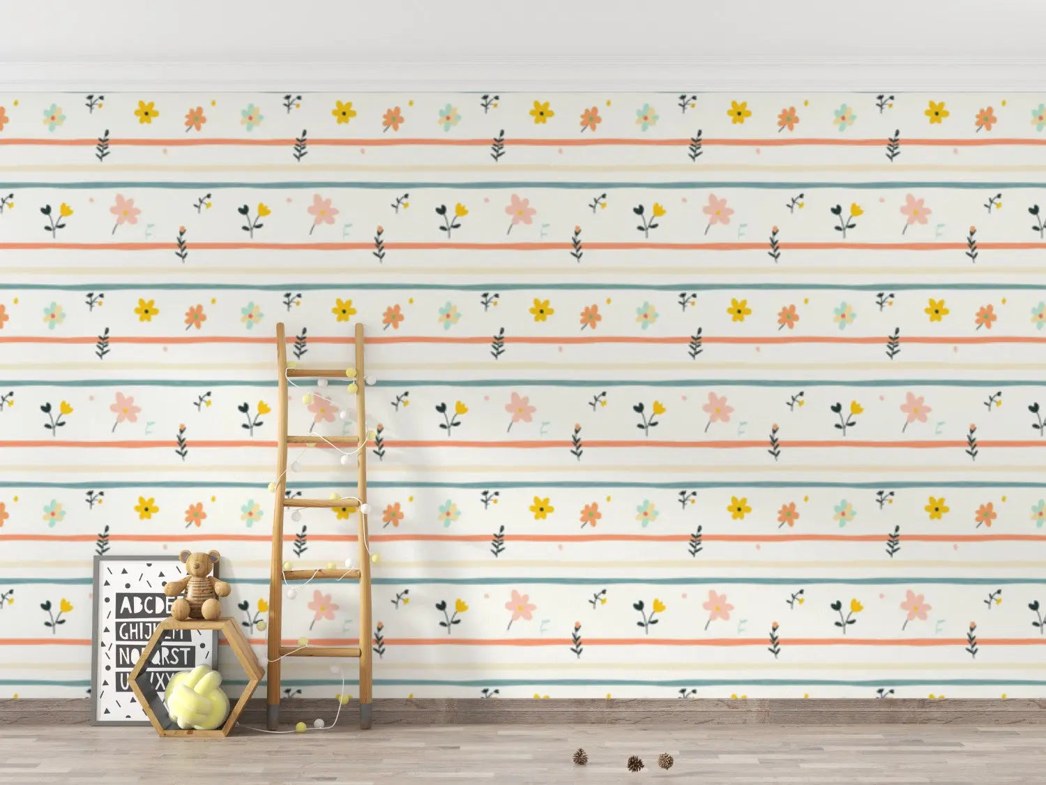 Cottage Garden Whimsy Stripe WallCreatives
