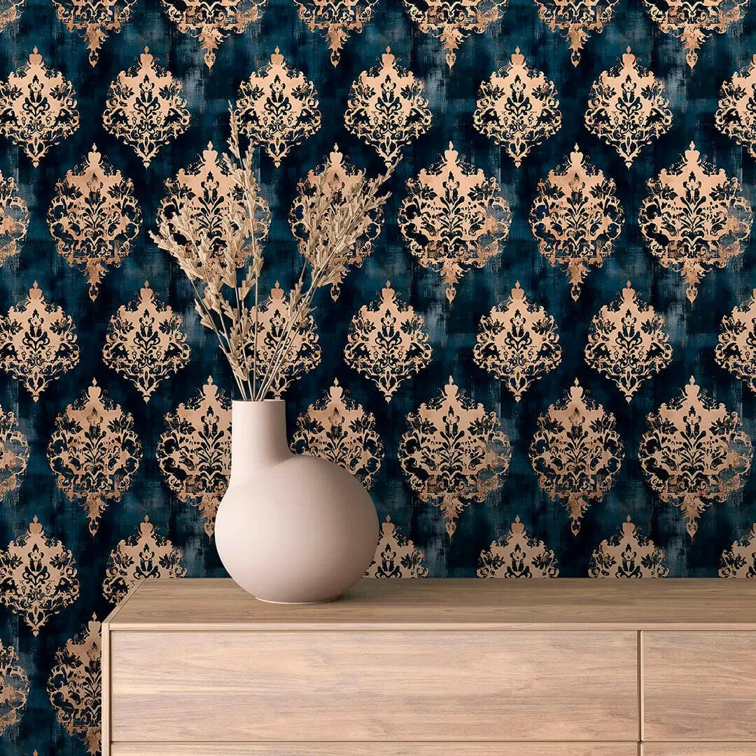 gilded indigo dreams wallpaper - wallcreatives