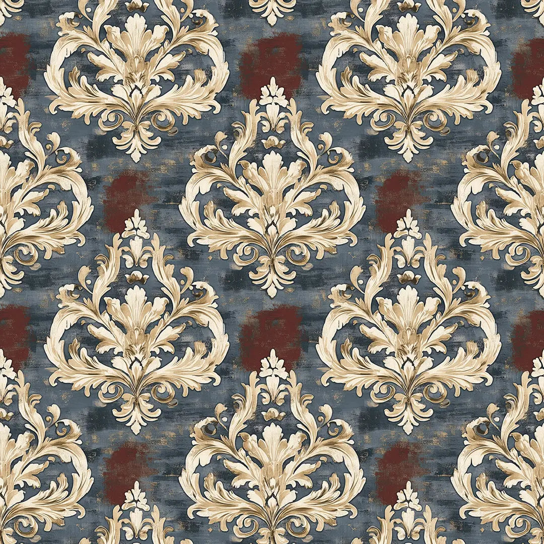 regal slate & crimson damask - wallcreatives