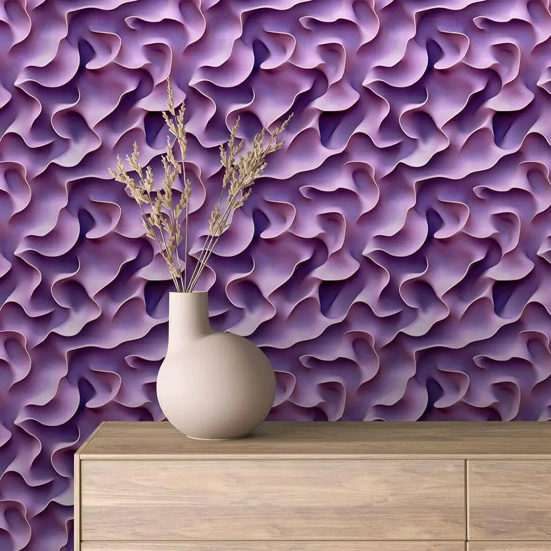 sculpted lavender waves - wallcreatives