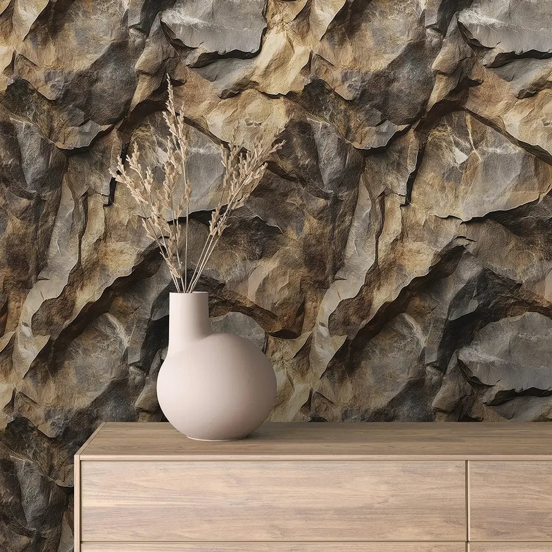 chiseled earthstone mural - wallcreatives