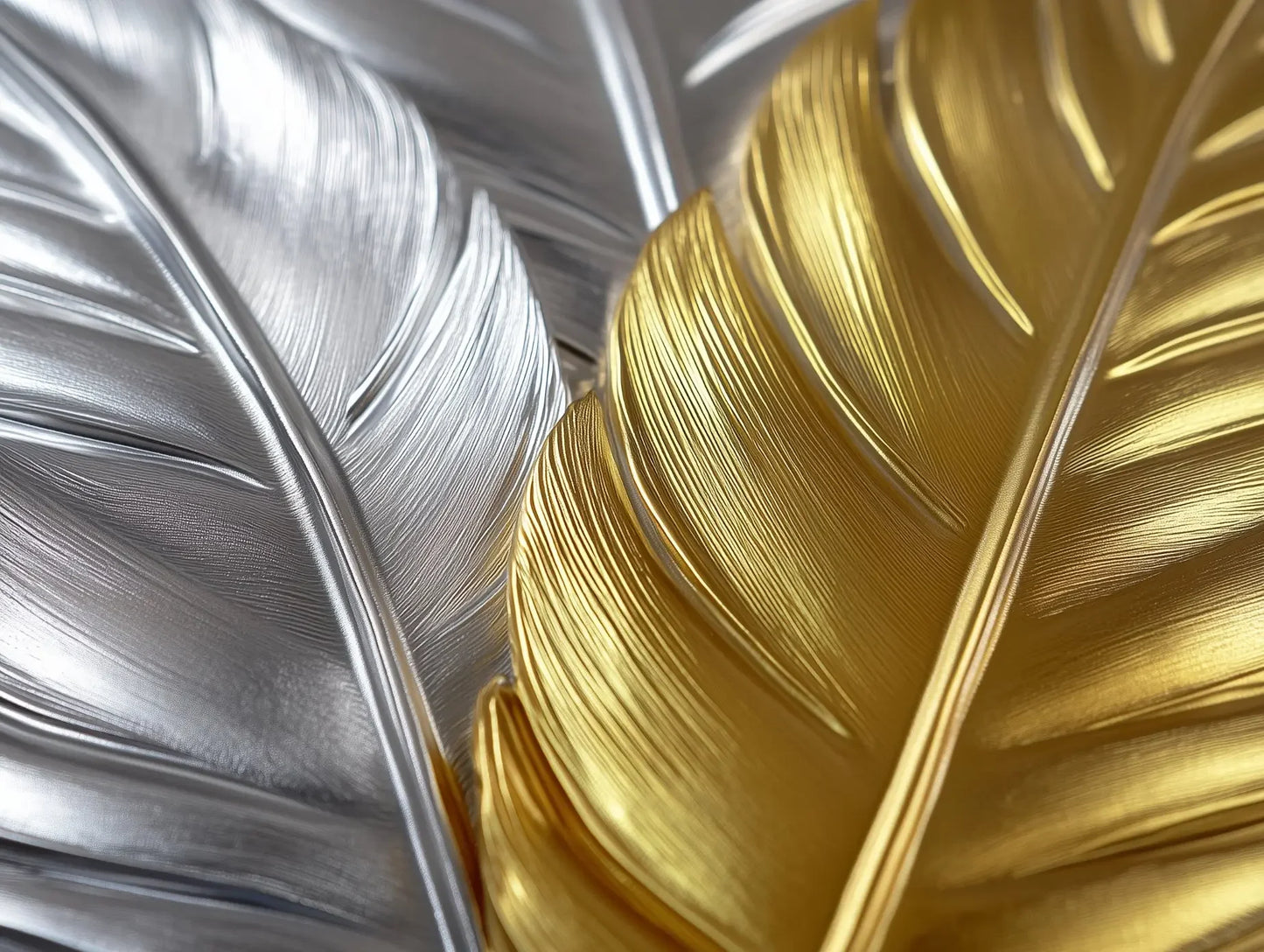 argent & gold celestial feathers - wallcreatives