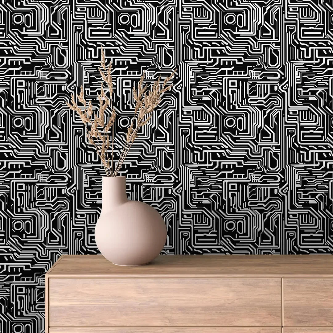 monochrome digital matrix wallpaper - wallcreatives