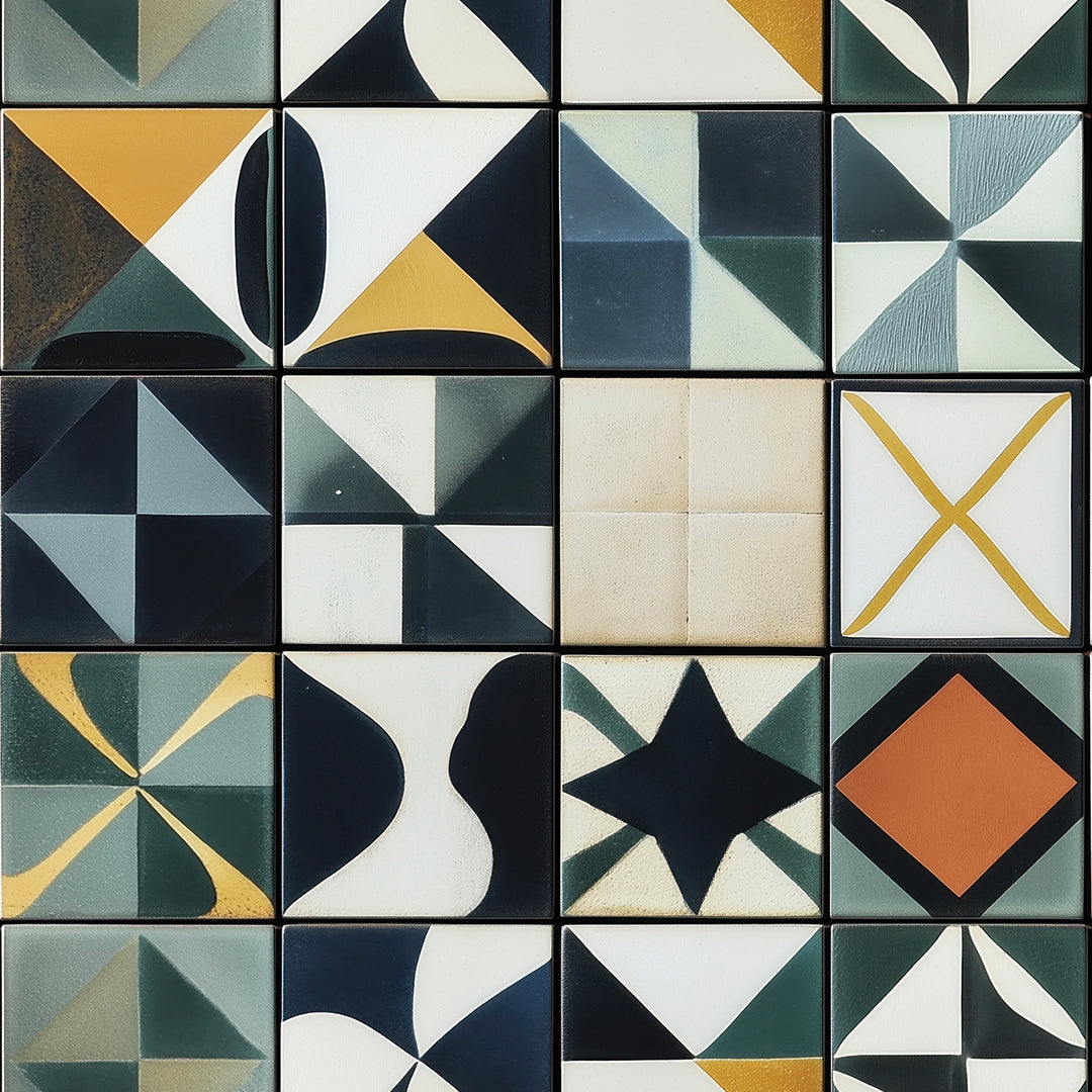 modernist geometric mosaic wall