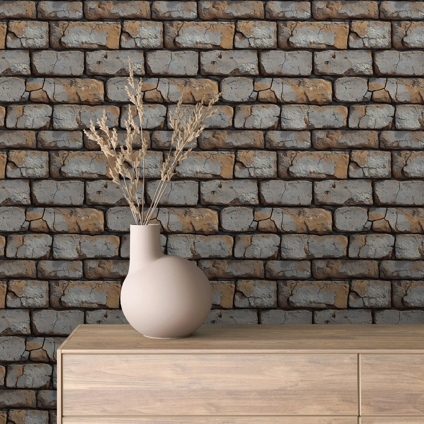weathered warehouse brick wall mural - wallcreatives