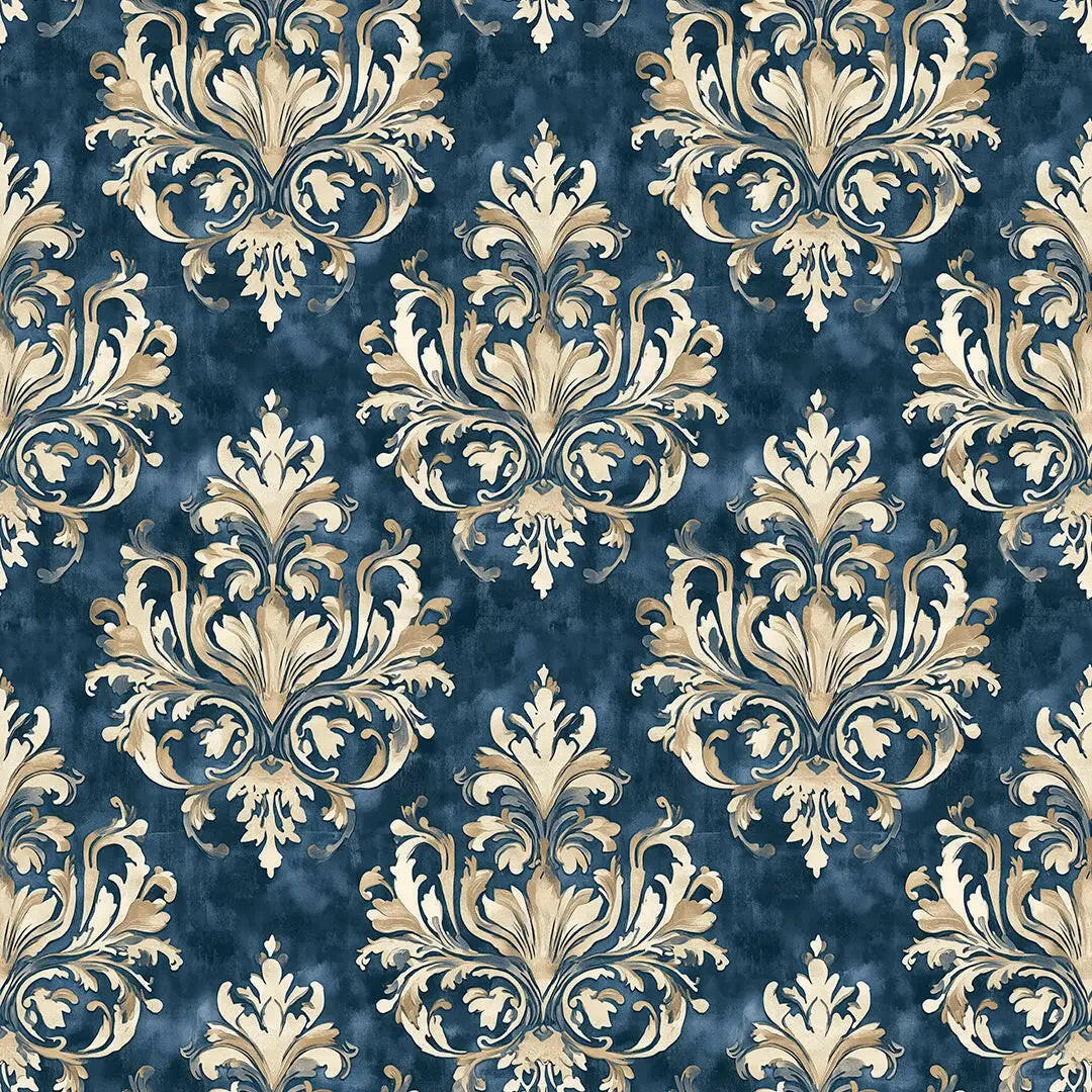 gilded age sapphire damask - wallcreatives