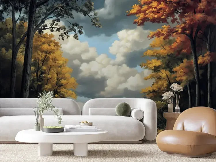 golden autumn grove mural - wallcreatives