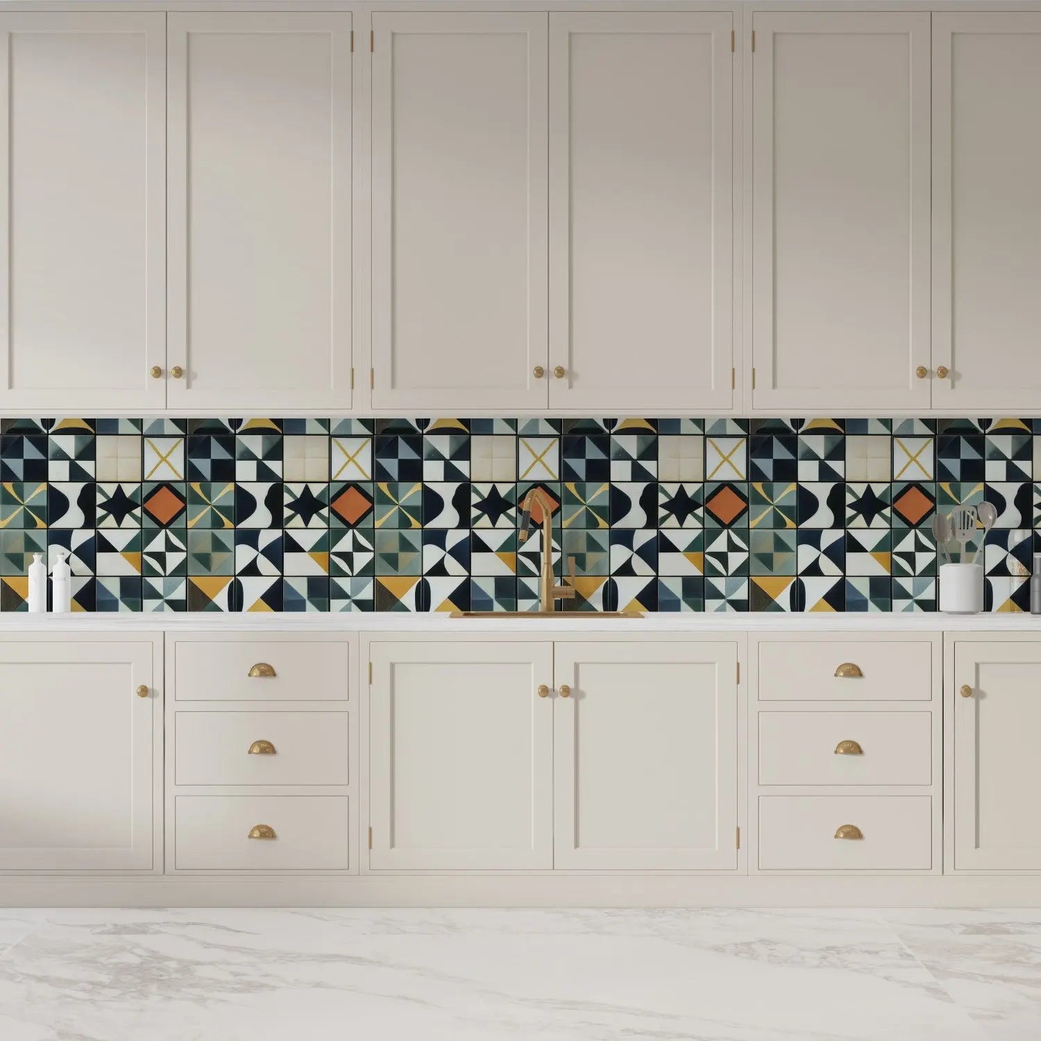 Modernist Geometric Mosaic Wall WallCreatives