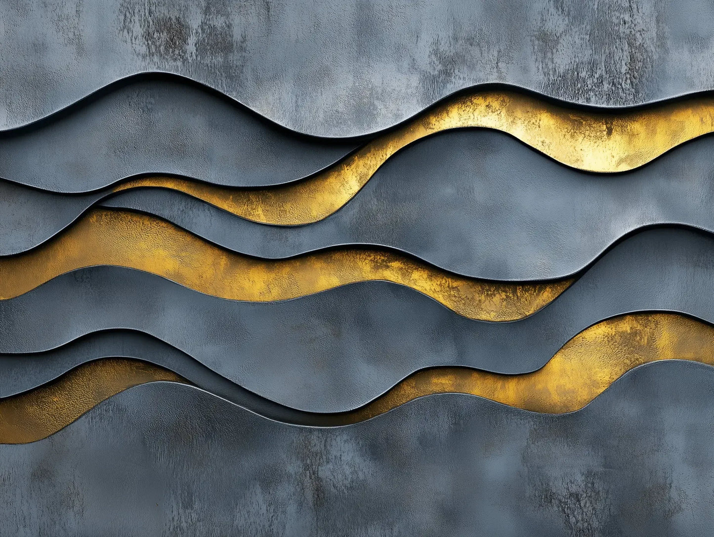 molten gold and slate waves - wallcreatives