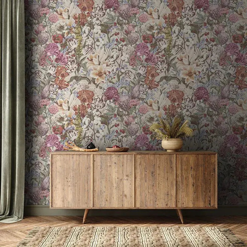 Primavera Pastel Flowers (Cream) Wallpaper Vladila