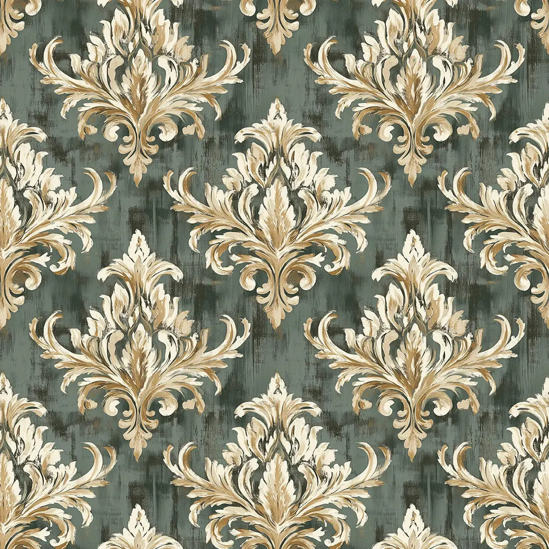 regal veridian damask wallpaper - wallcreatives