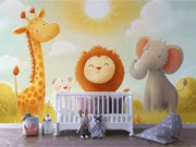 Sunny Safari Friends Mural - WallCreatives