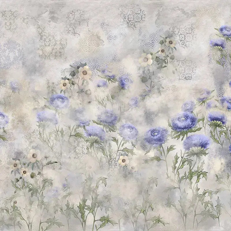 Indigo Carline Bouquet Field Wallpaper Vladila