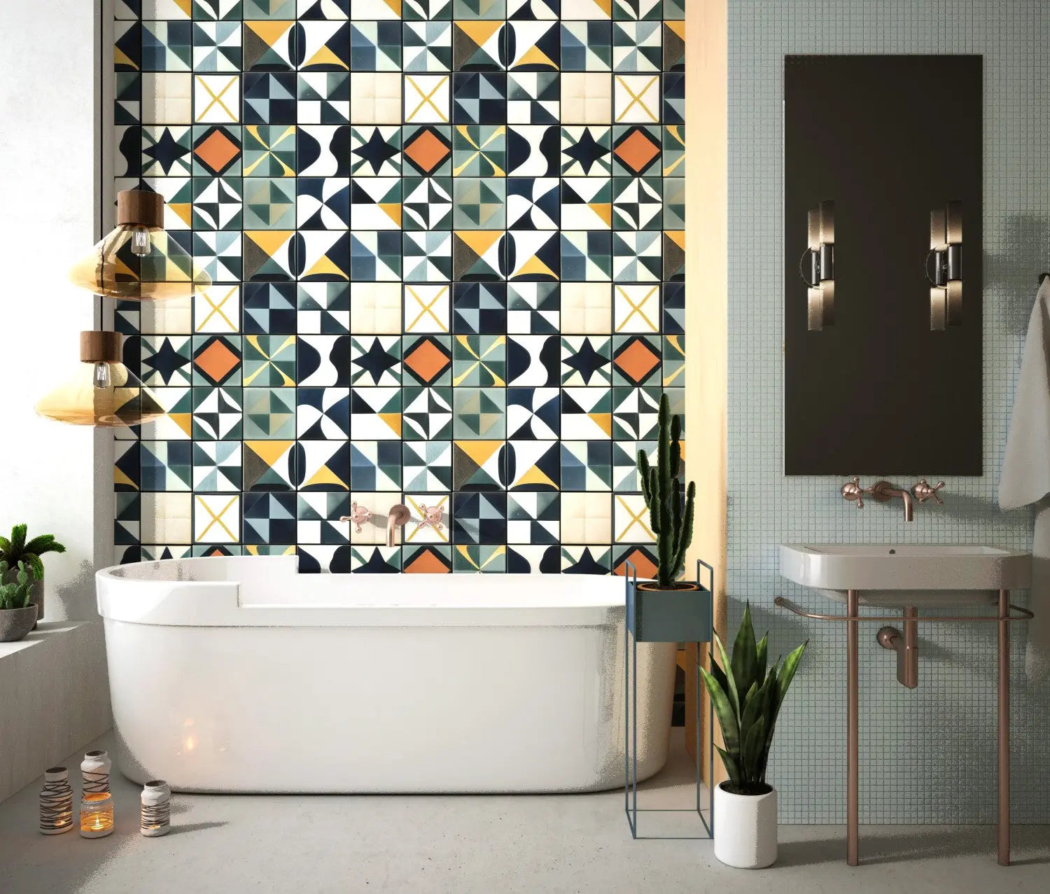 Modernist Geometric Mosaic Wall WallCreatives
