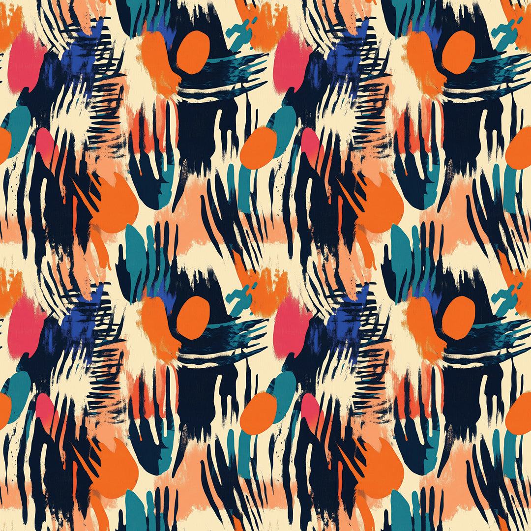 dynamic brushwork abstract mural