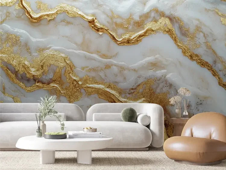 gilded river on alabaster - wallcreatives