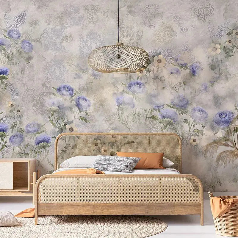 Indigo Carline Bouquet Field Wallpaper Vladila