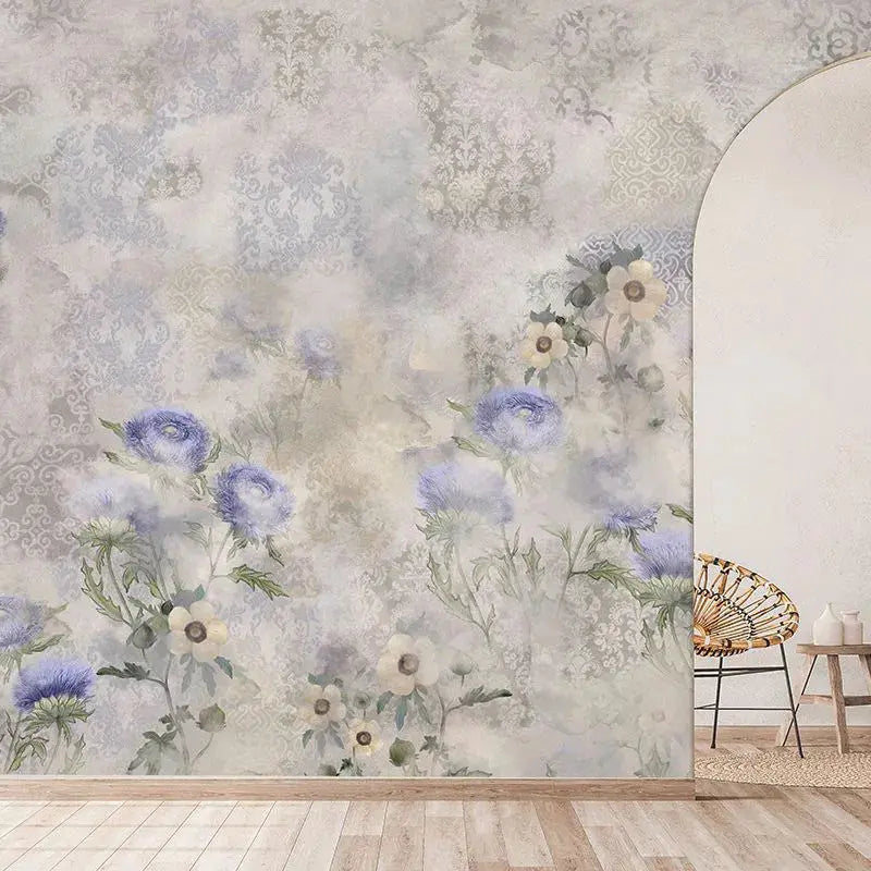 Indigo Carline Bouquet Field Wallpaper Vladila