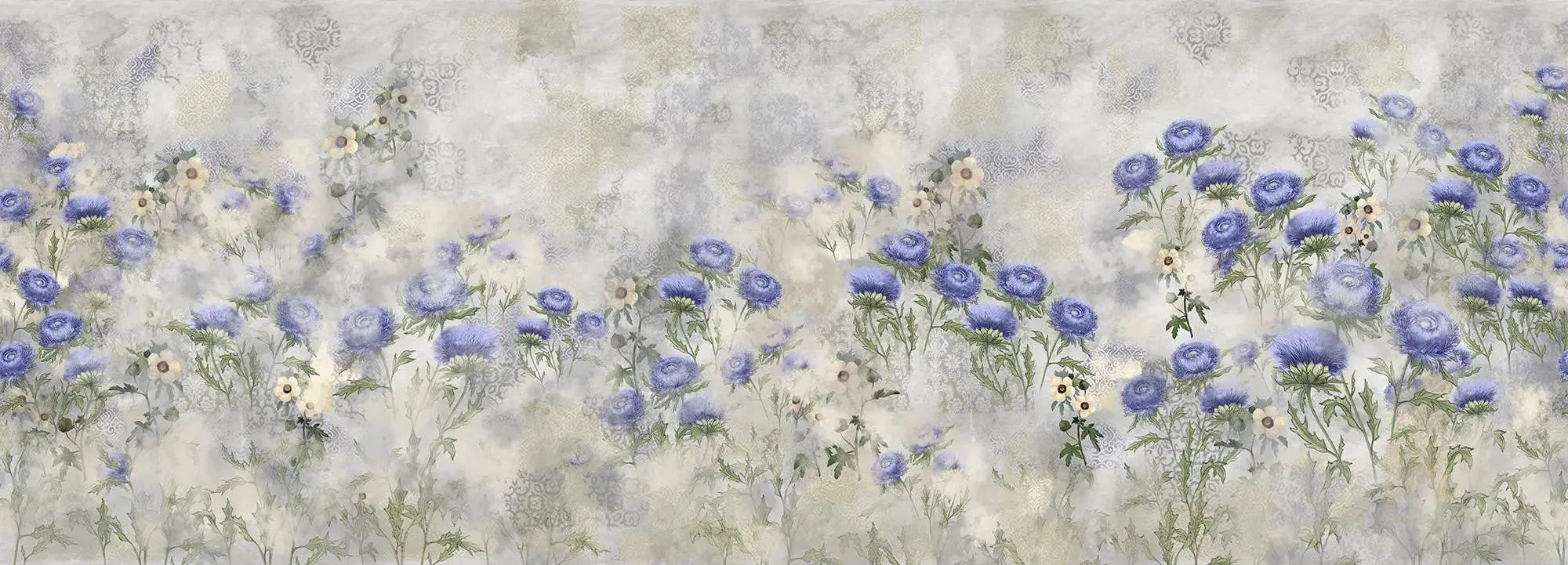 Indigo Carline Bouquet Field Wallpaper Vladila