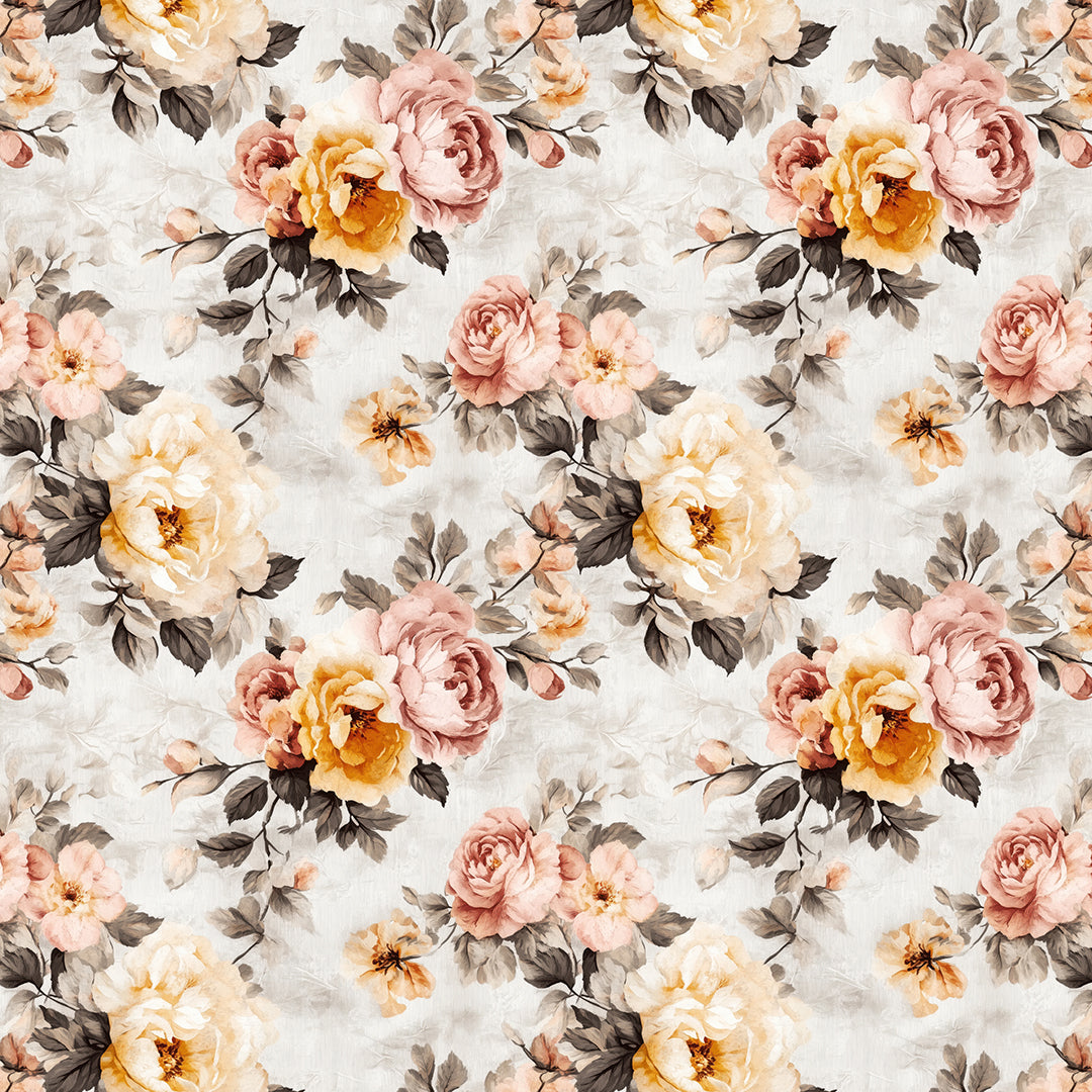 antique blush & gold blooms - wallcreatives
