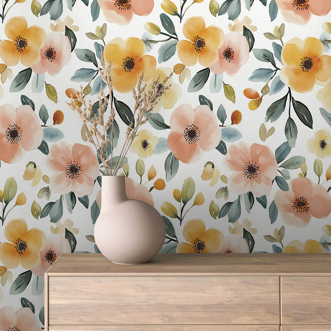 apricot meadow morning wallpaper - wallcreatives
