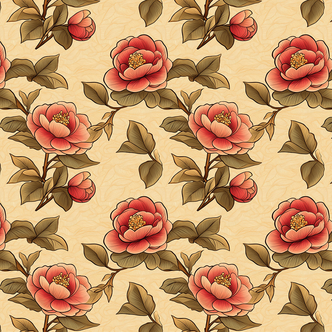 coral bloom chinoiserie wallpaper - wallcreatives