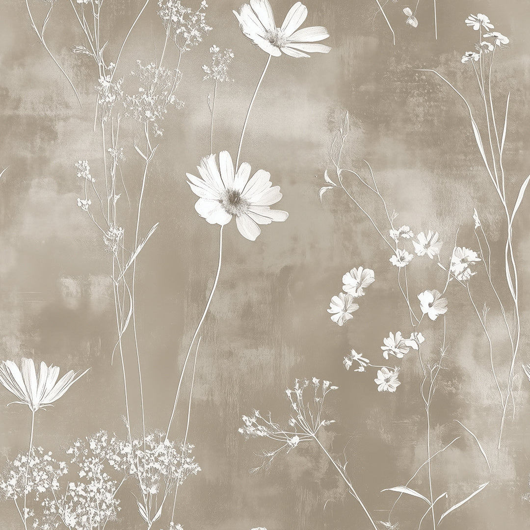 ethereal garden in taupe - wallcreatives