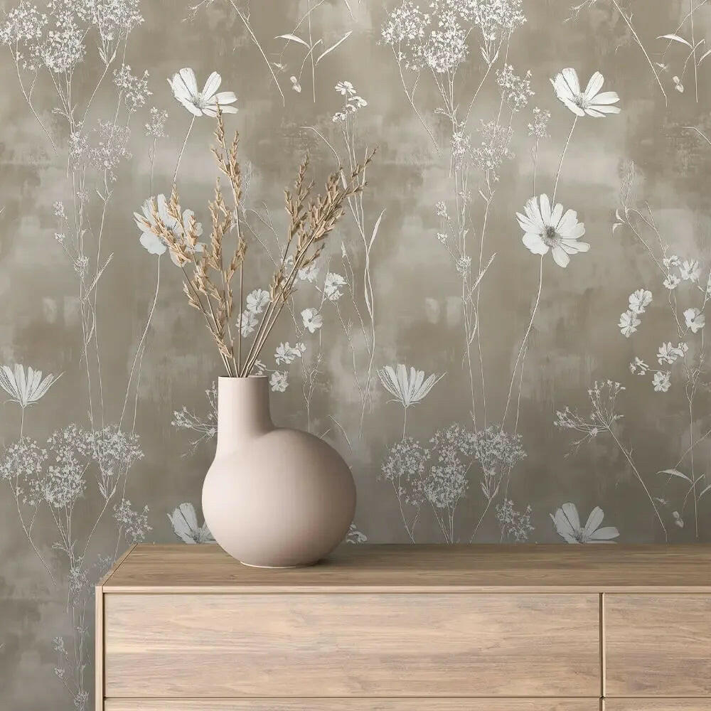 Ethereal Garden in Taupe - WallCreatives