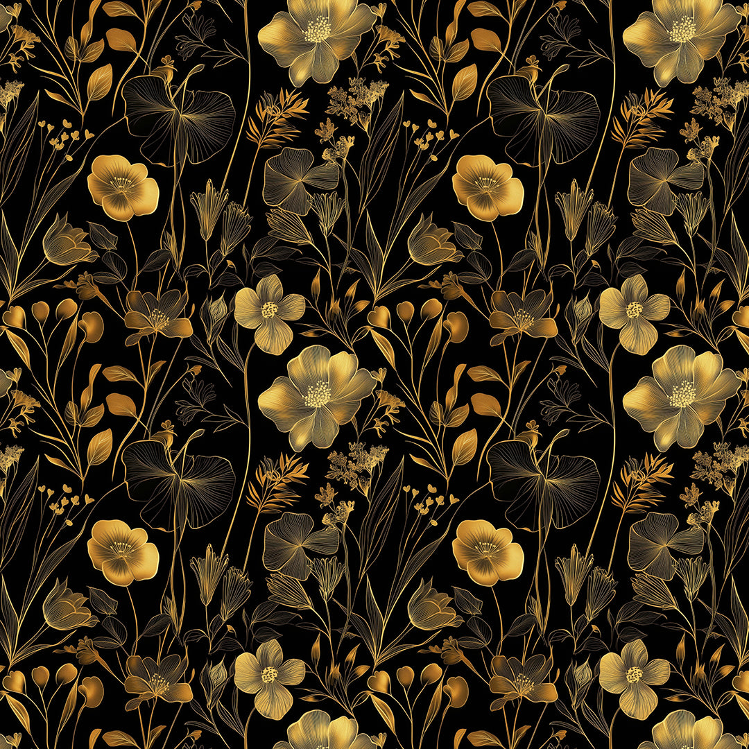golden midnight garden bloom - wallcreatives