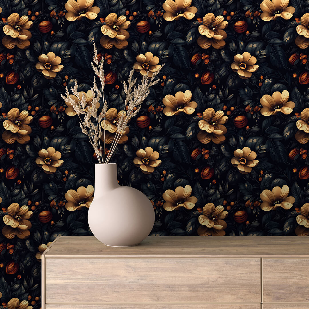 golden nocturne garden - wallcreatives