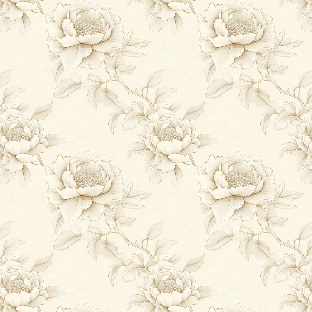 golden sepia peony sketch - wallcreatives
