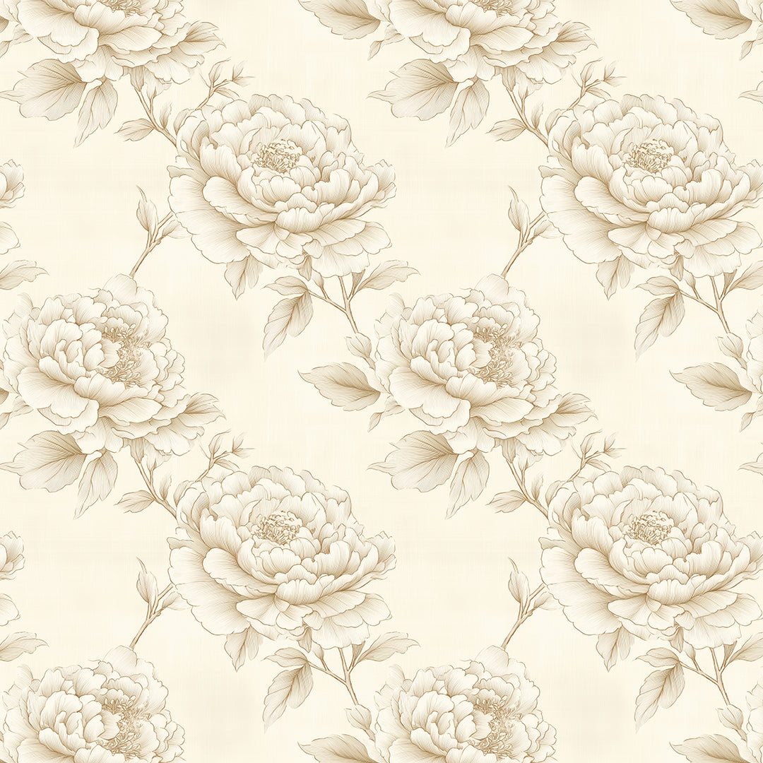 heirloom peony etching wallpaper - wallcreatives
