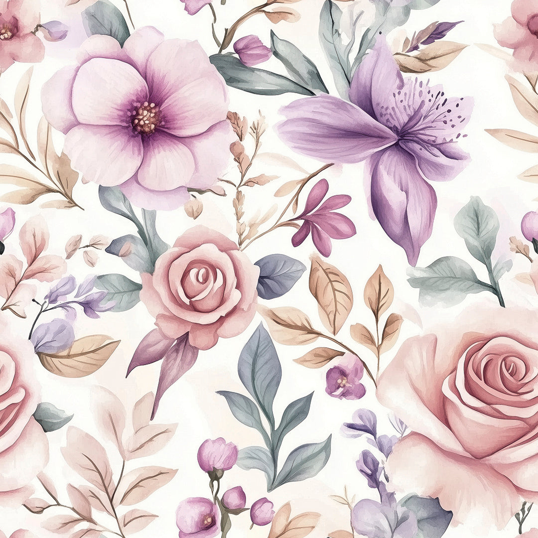 soft bloom watercolor serenade - wallcreatives