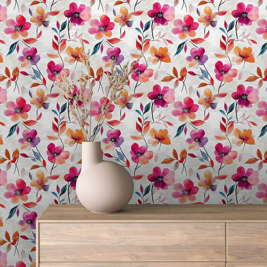 watercolor symphony in berry and amber - wallcreatives