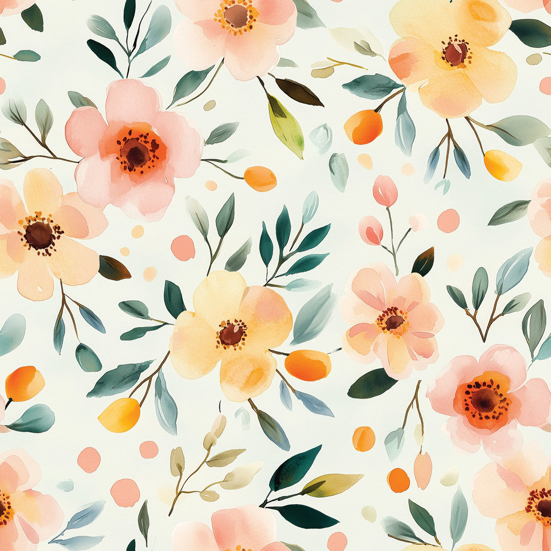whispering peach & sage garden - wallcreatives