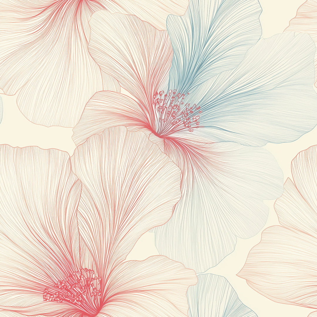 whispering petals line art - wallcreatives
