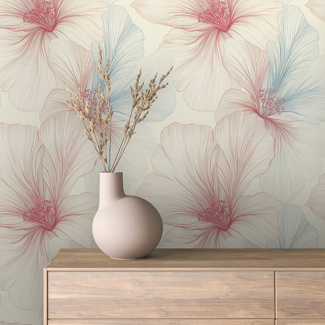 whispering petals line art - wallcreatives
