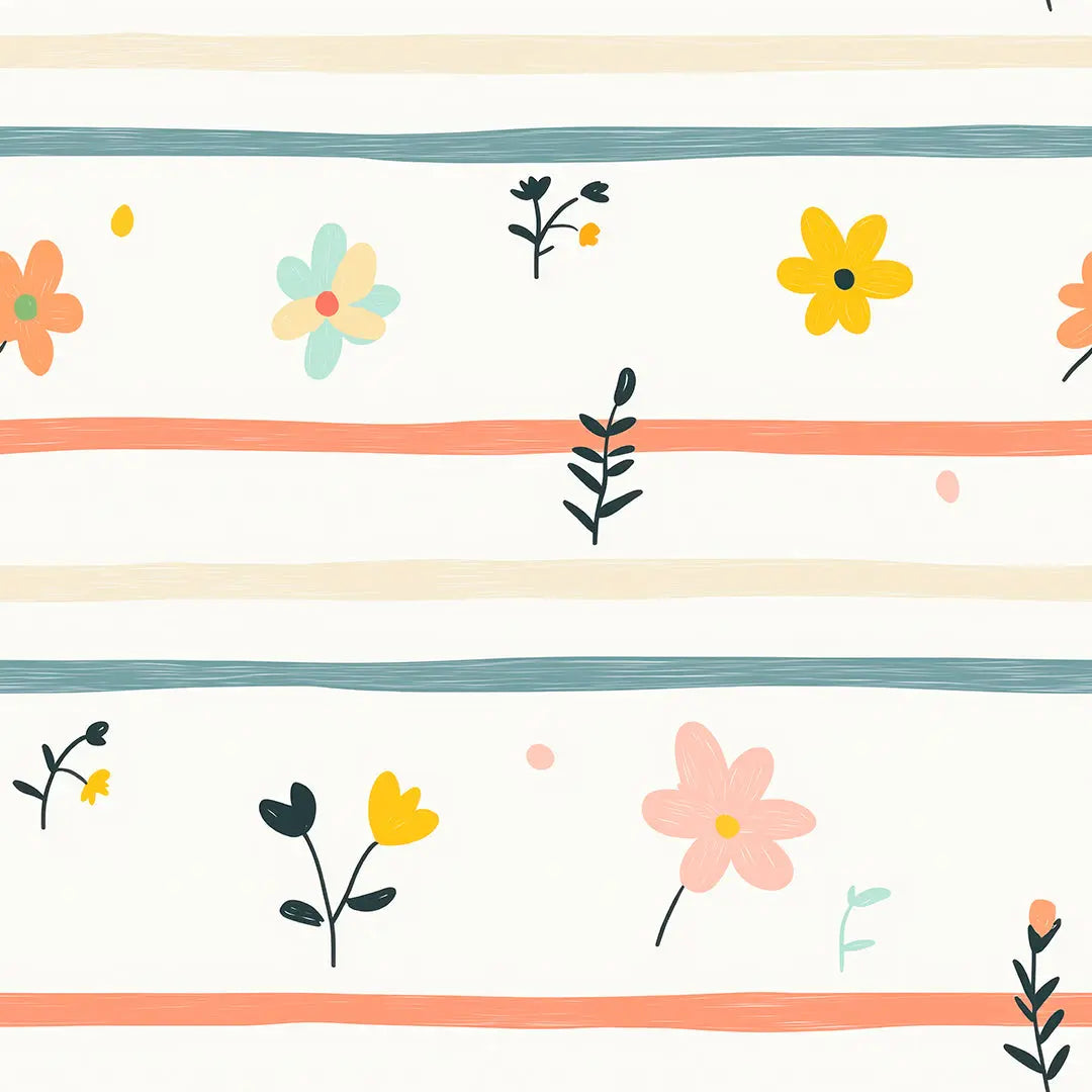 cottage garden whimsy stripe - wallcreatives