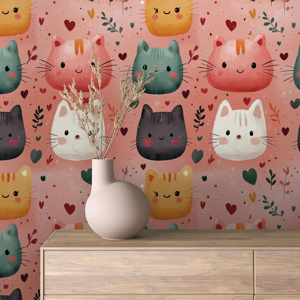 cuddly cats whimsical wallpaper - wallcreatives