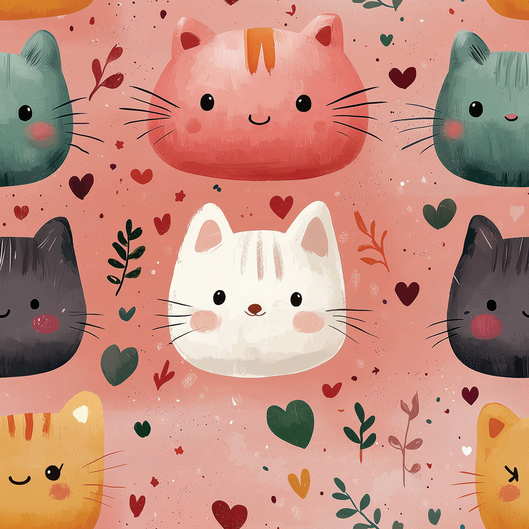 cuddly cats whimsical wallpaper - wallcreatives
