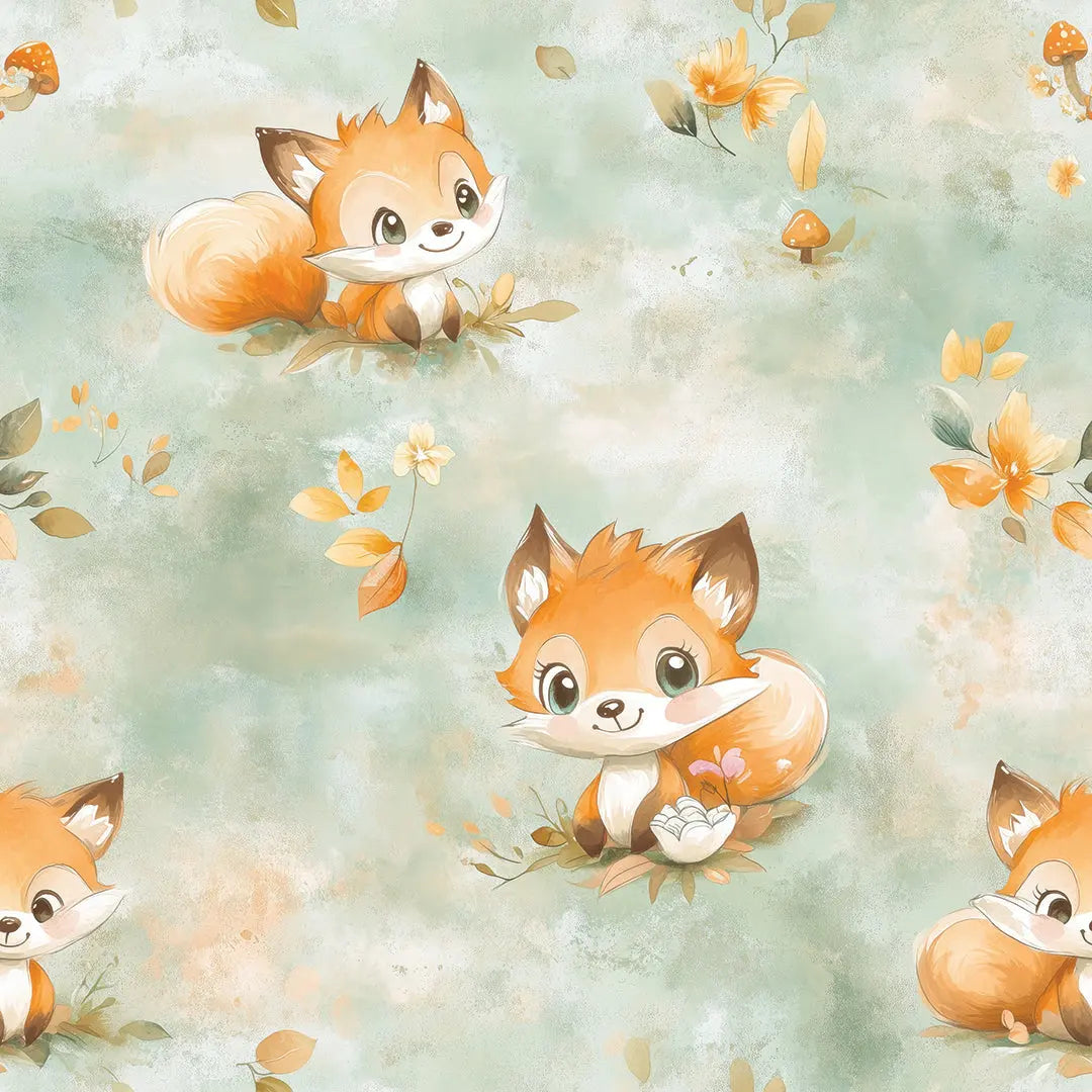 enchanted fox & autumn meadow - wallcreatives