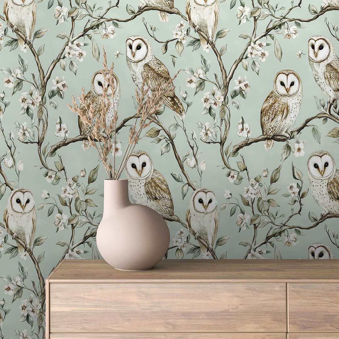 enchanted owl grove wallpaper - wallcreatives
