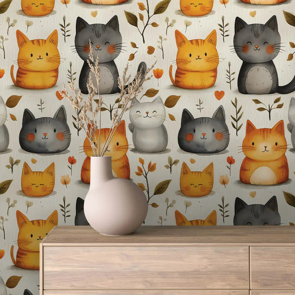 feline friends autumn cuddle - wallcreatives