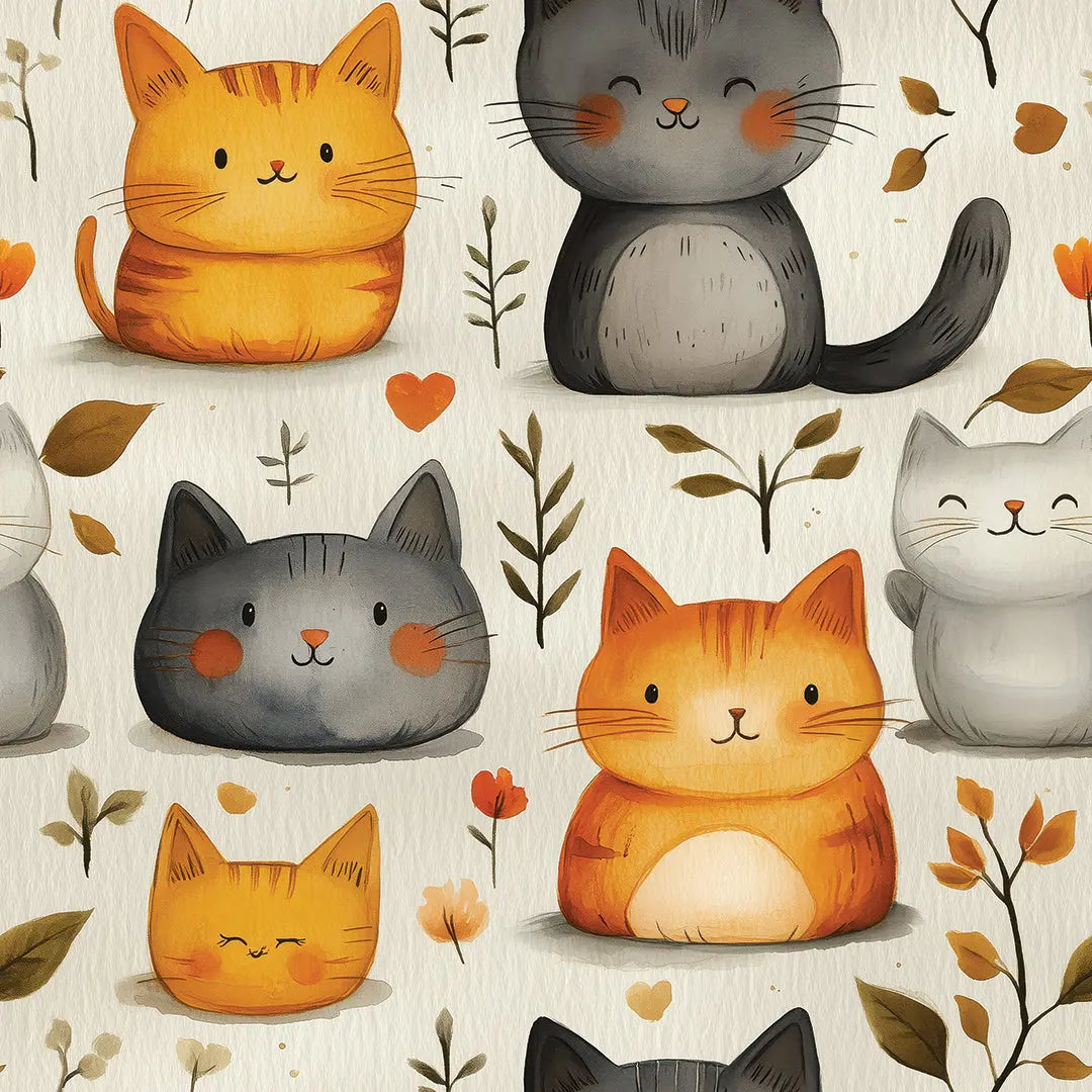 feline friends autumn cuddle - wallcreatives