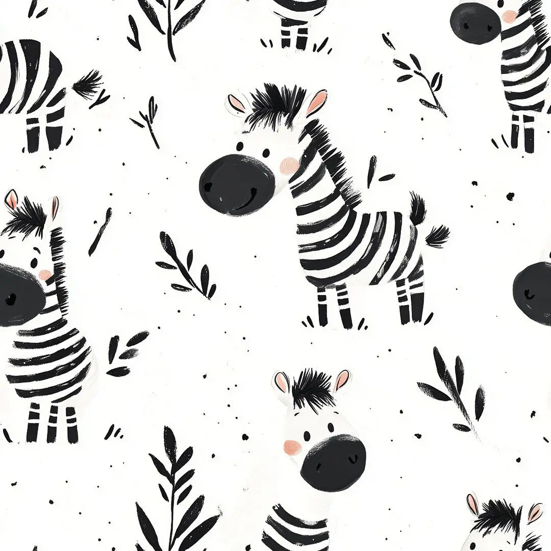 friendly zebra frolic wallpaper - wallcreatives