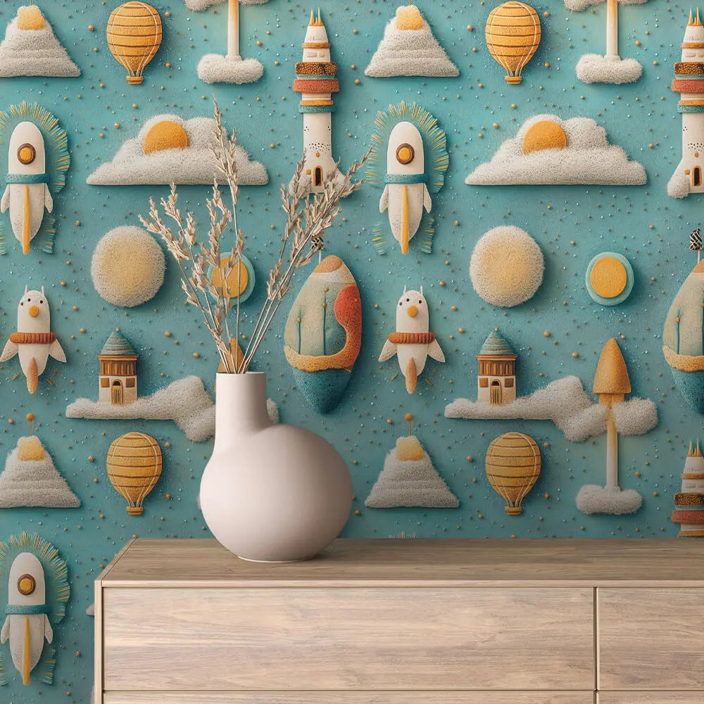 whimsical felted sky adventure - wallcreatives
