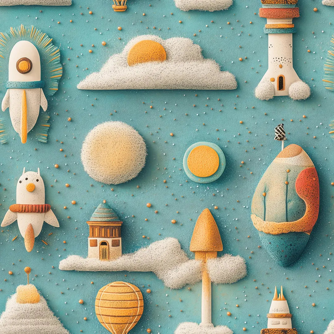 whimsical felted sky adventure - wallcreatives